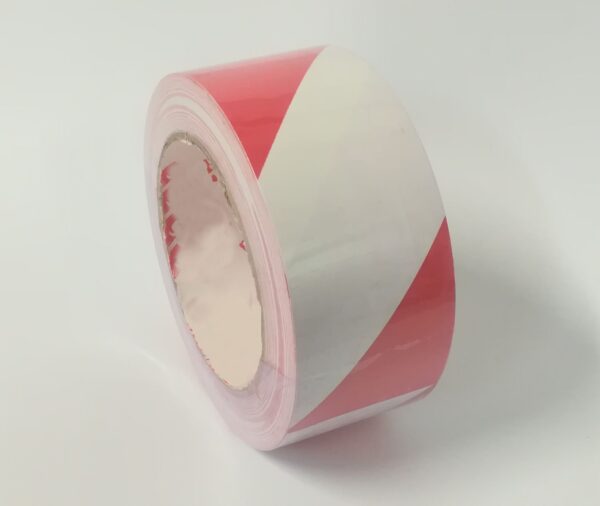 NASTRO SEGNALETICO BIANCO E ROSSO ADESIVO CALPESTABILE 5CM X 33METRI